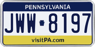 PA license plate JWW8197
