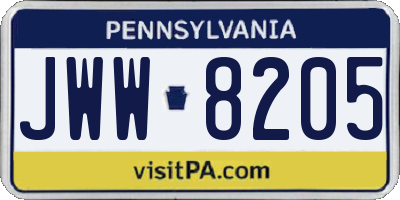 PA license plate JWW8205