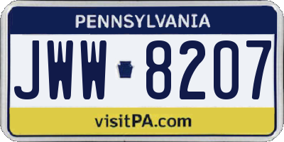 PA license plate JWW8207