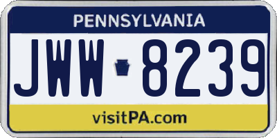 PA license plate JWW8239