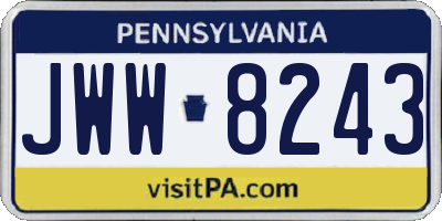 PA license plate JWW8243