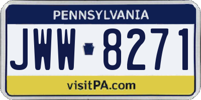PA license plate JWW8271