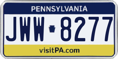 PA license plate JWW8277