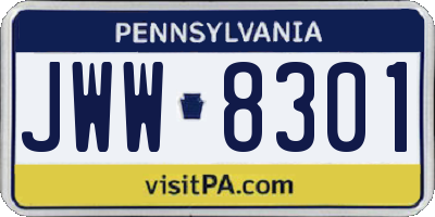 PA license plate JWW8301