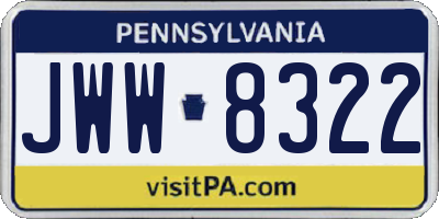 PA license plate JWW8322