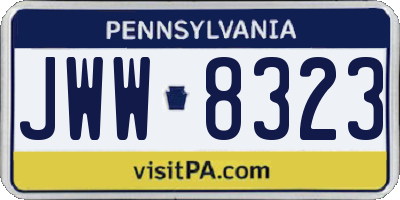 PA license plate JWW8323