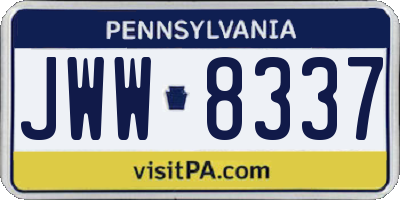 PA license plate JWW8337