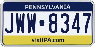 PA license plate JWW8347