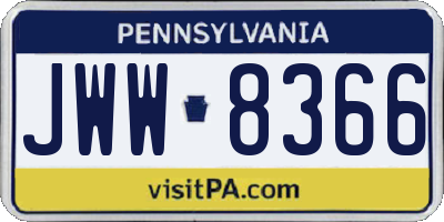 PA license plate JWW8366