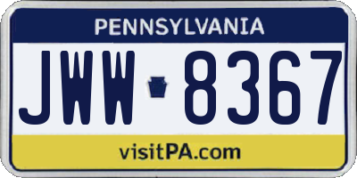 PA license plate JWW8367
