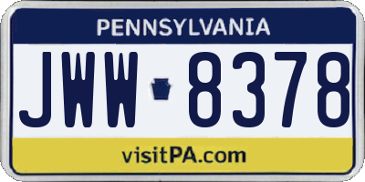 PA license plate JWW8378