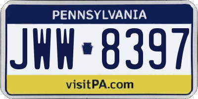 PA license plate JWW8397