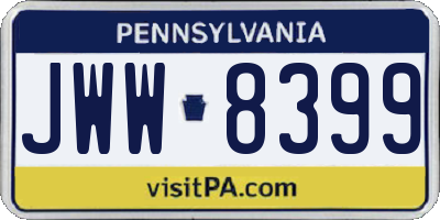 PA license plate JWW8399