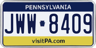 PA license plate JWW8409