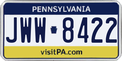 PA license plate JWW8422