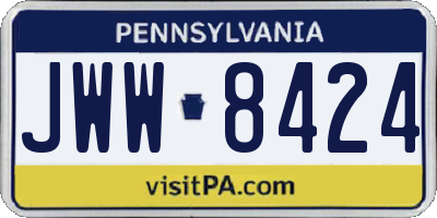 PA license plate JWW8424