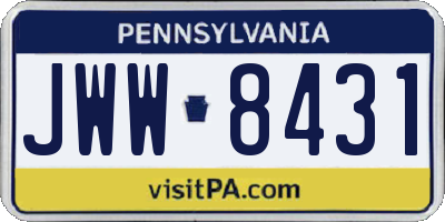 PA license plate JWW8431