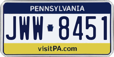 PA license plate JWW8451