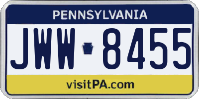 PA license plate JWW8455