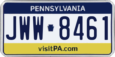 PA license plate JWW8461