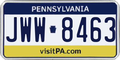 PA license plate JWW8463
