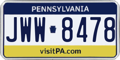 PA license plate JWW8478