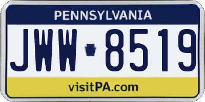 PA license plate JWW8519