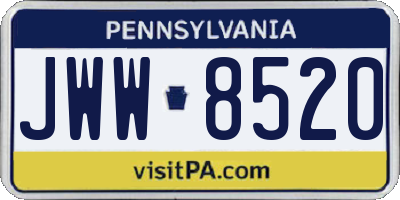 PA license plate JWW8520