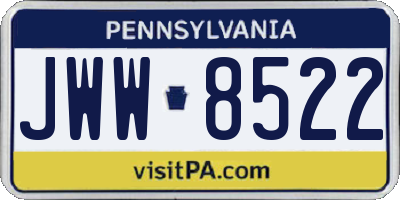 PA license plate JWW8522