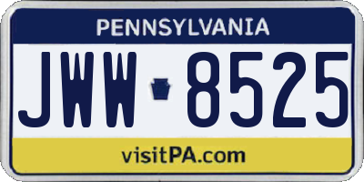 PA license plate JWW8525