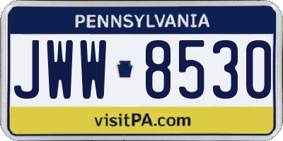PA license plate JWW8530