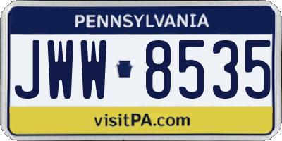 PA license plate JWW8535