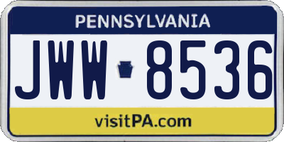 PA license plate JWW8536