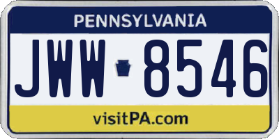 PA license plate JWW8546