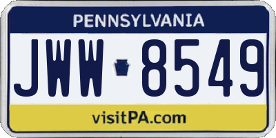 PA license plate JWW8549