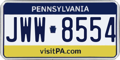 PA license plate JWW8554