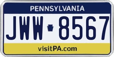 PA license plate JWW8567
