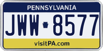 PA license plate JWW8577