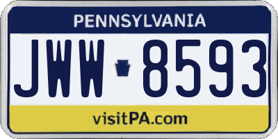 PA license plate JWW8593