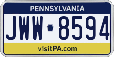 PA license plate JWW8594