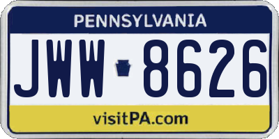 PA license plate JWW8626