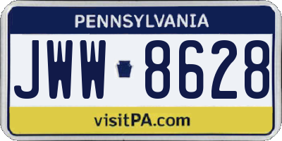 PA license plate JWW8628