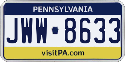 PA license plate JWW8633