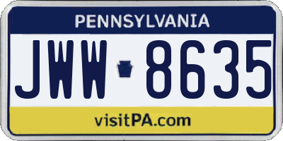 PA license plate JWW8635