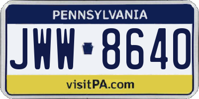 PA license plate JWW8640