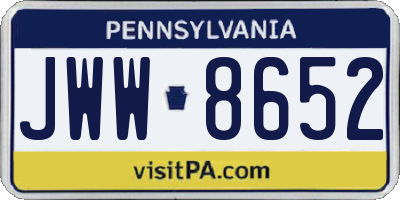 PA license plate JWW8652