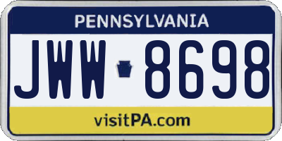 PA license plate JWW8698