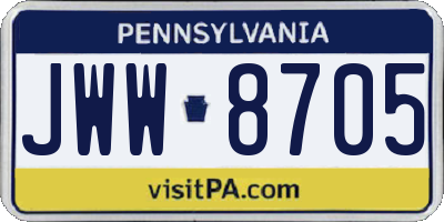 PA license plate JWW8705