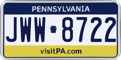 PA license plate JWW8722
