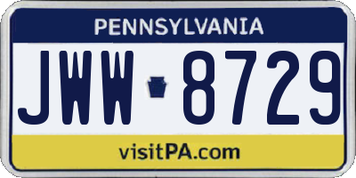 PA license plate JWW8729